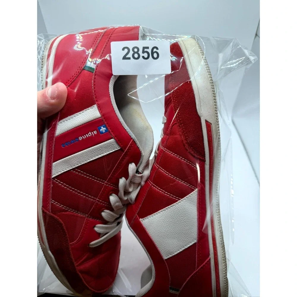 Alpine Swiss Stefan Mens 12 Sneaker Red Suede Trim Low Top Tennis Athletic Shoes